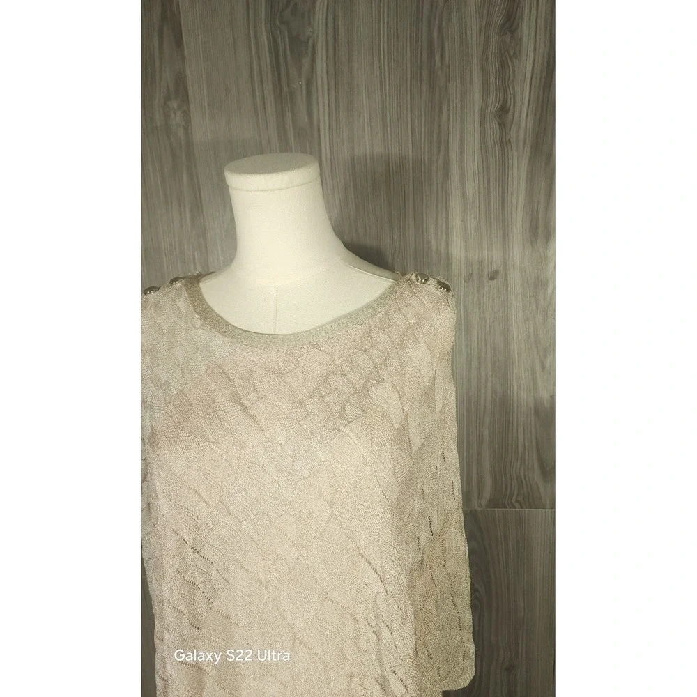 White House Black Market Metallic Asymmetric Hem Pullover Poncho‎ Small
